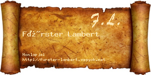 Fürster Lambert névjegykártya